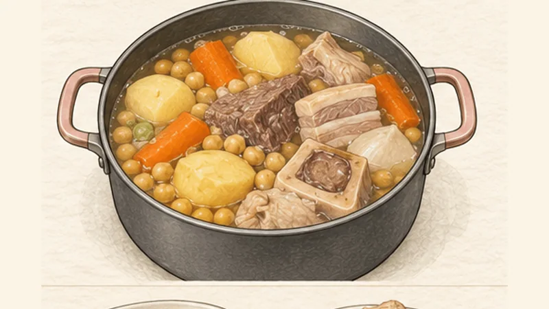 Cocido Madrileño, step 5: Add the potatoes and finish the main pot.