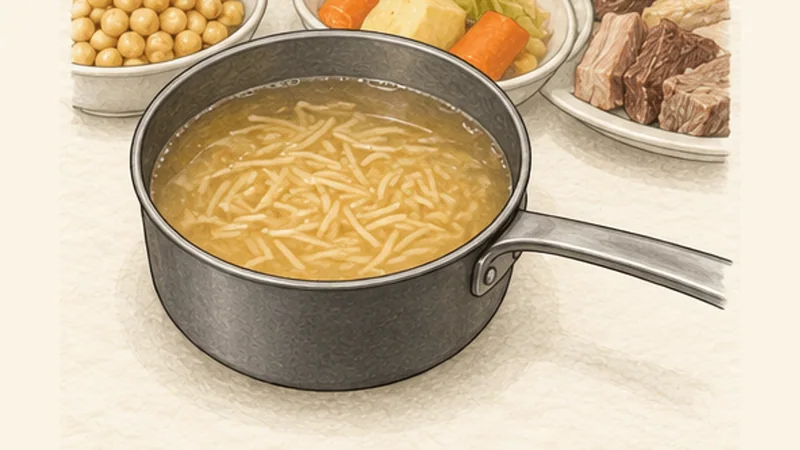Cocido Madrileño, step 7: Make the noodle soup.