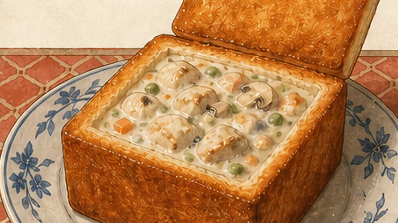 Tainan Coffin Bread, step 6: Fill and cap at once.