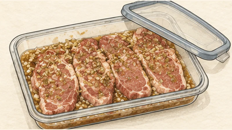 Cơm Tấm Sườn Nướng — Broken Rice with Grilled Pork, step 1: Prepare and marinate the chops.