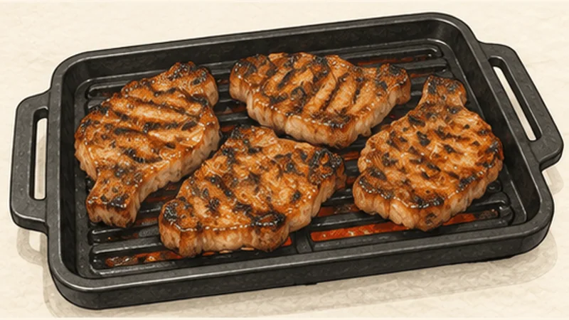 Cơm Tấm Sườn Nướng — Broken Rice with Grilled Pork, step 6: Grill without burning the sugar.