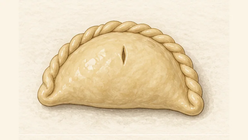 Cornish Pasty, step 6: Fold and side-crimp.