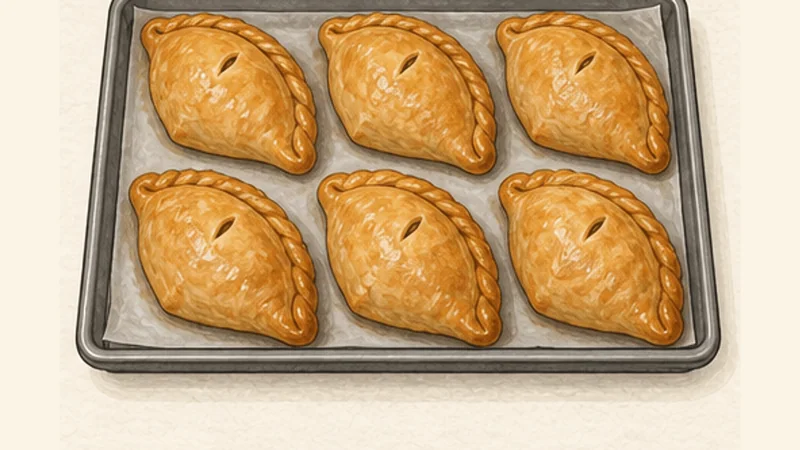 Cornish Pasty, step 8: Bake until deeply golden.