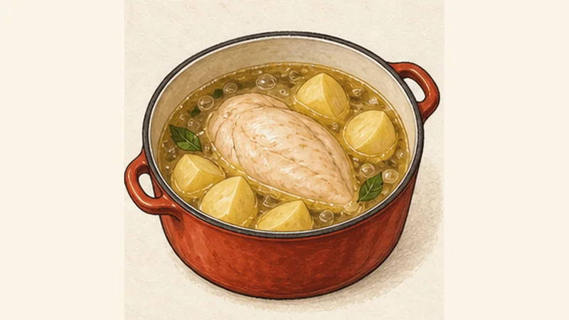 Coxinha de Frango, step 1: Cook the chicken and potatoes.