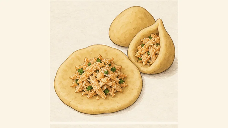 Coxinha de Frango, step 6: Shape the teardrops.