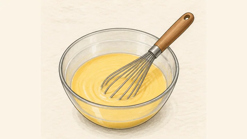 Crema Catalana, step 2: Whisk yolks, sugar and starch.