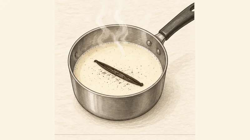 Crème Brûlée, step 1: Infuse the dairy.