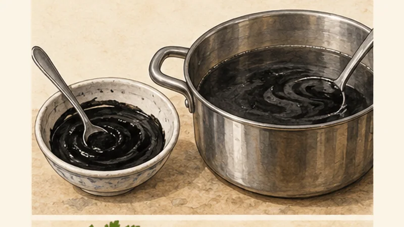 Dalmatian Crni Rižot — Croatian Black Risotto, step 4: Deglaze with wine and add ink.
