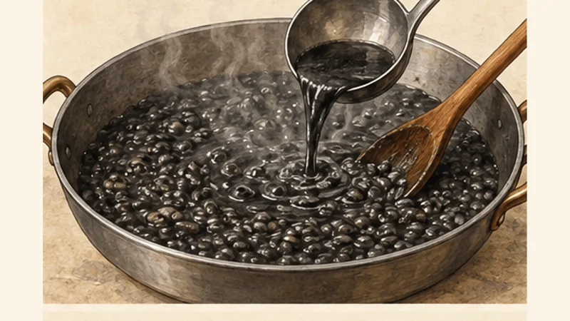 Dalmatian Crni Rižot — Croatian Black Risotto, step 5: Cook the rice gradually.
