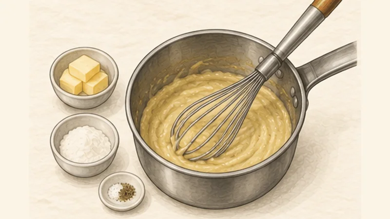 Croque Monsieur, step 1: Make a pale roux.