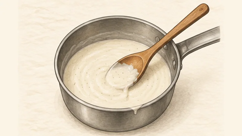 Croque Monsieur, step 2: Whisk in the milk.