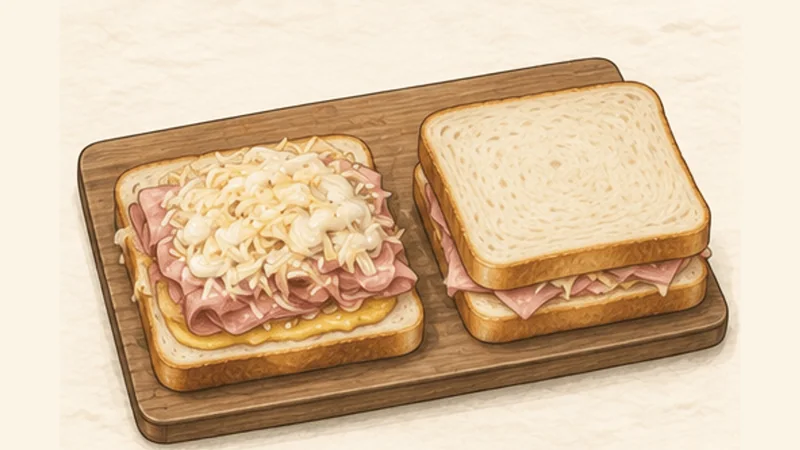 Croque Monsieur, step 3: Build two sandwiches.