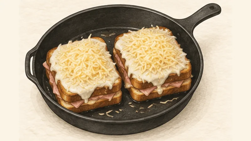 Croque Monsieur, step 5: Coat the tops.