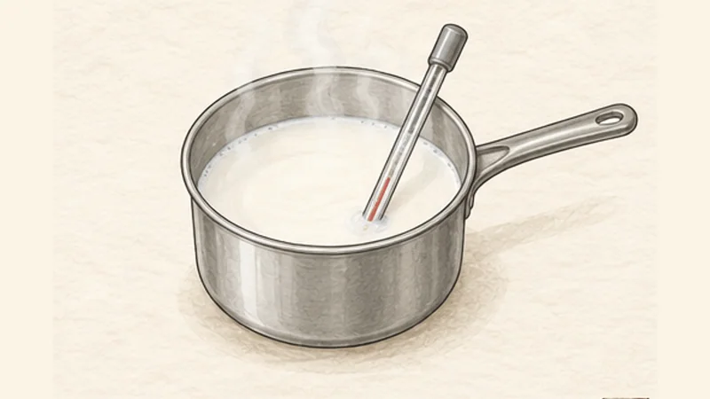 Croquetas de Jamón, step 1: Warm the milk.