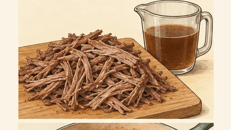 Cuban Ropa Vieja, step 2: Cool and shred.