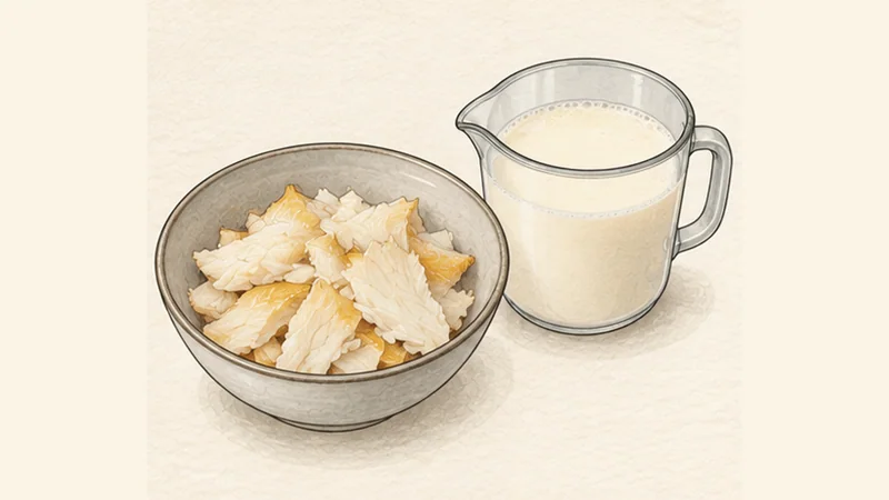 Cullen Skink, step 2: Reserve the milk and flake the fish.