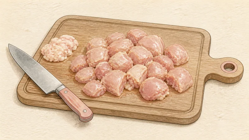 Dakgalbi, step 1: Cut chicken on a separate board.
