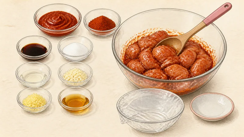 Dakgalbi, step 2: Mix and apply the marinade.