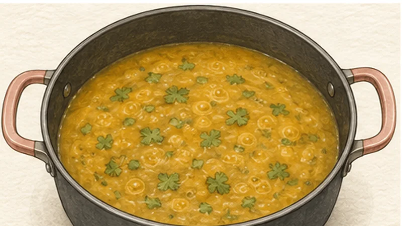 Dal Tadka, step 3: Season the dal base.