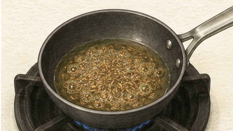 Dal Tadka, step 4: Bloom cumin in ghee.