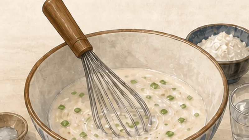 Taiwanese Dan Bing, step 1: Mix and rest the batter.