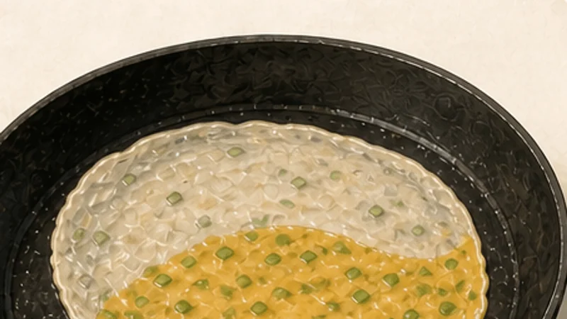 Taiwanese Dan Bing, step 3: Set the scallion egg.