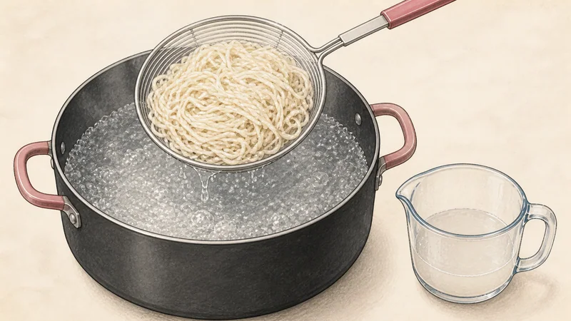 Dan dan noodles, step 5: Boil the noodles.