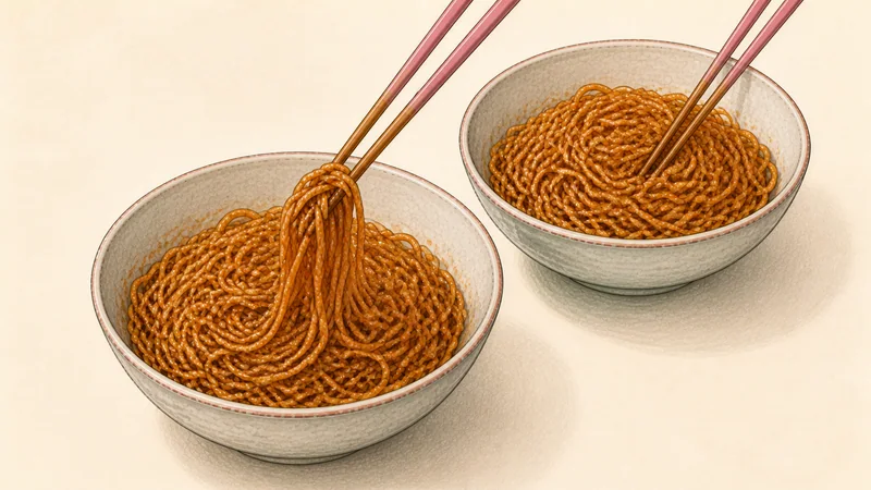 Dan dan noodles, step 7: Coat the noodles.