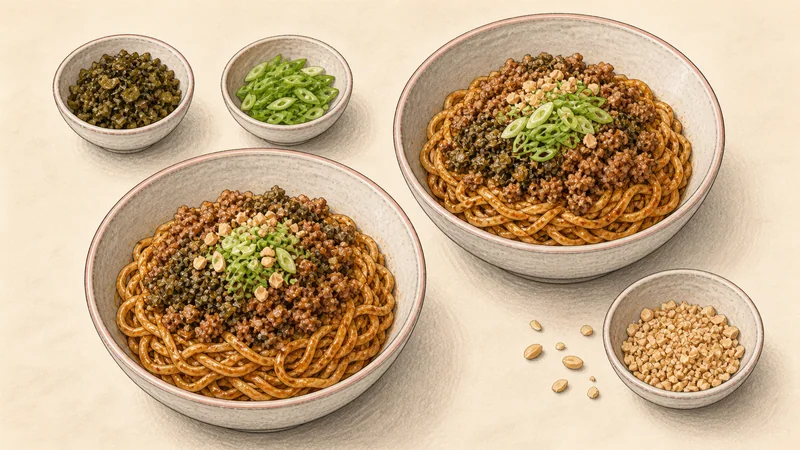 Dan dan noodles, step 8: Top and serve.