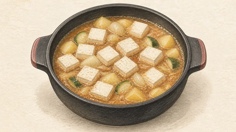 Doenjang jjigae, step 5: Warm the tofu gently.