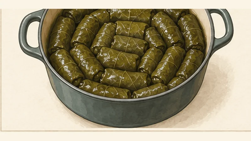 Dolmades, step 10: Rest in the pot.