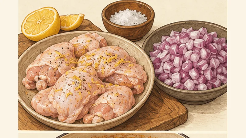 Ethiopian Doro Wat Chicken Stew, step 1: Season and marinate the chicken.