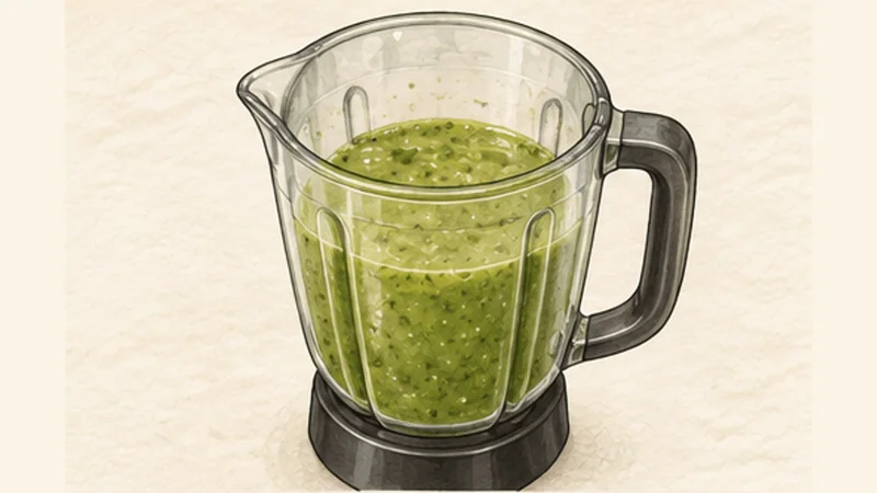 Enchiladas Verdes, step 2: Blend the salsa verde.