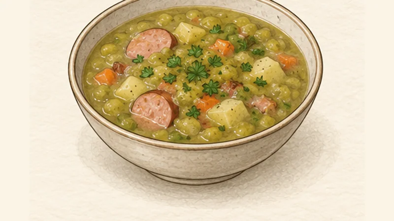 German Erbsensuppe, step 8: Finish with parsley.