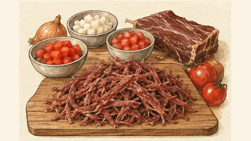 Escondidinho de Carne Seca, step 3: Sauté the dried beef.