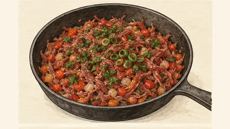 Escondidinho de Carne Seca, step 4: Season the filling.