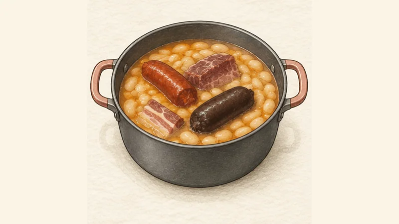 Fabada Asturiana, step 4: Add saffron, chorizo and morcilla.