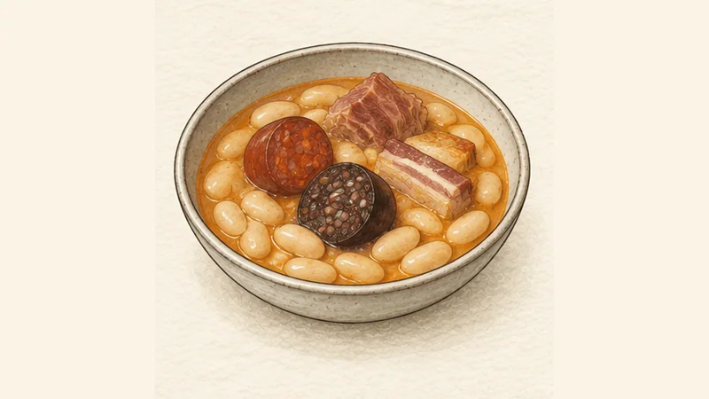 Fabada Asturiana, step 6: Rest, slice the compango and serve.