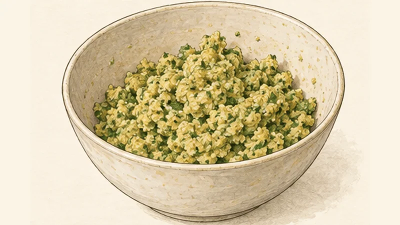 Levantine Chickpea Falafel, step 3: Grind the falafel mixture.