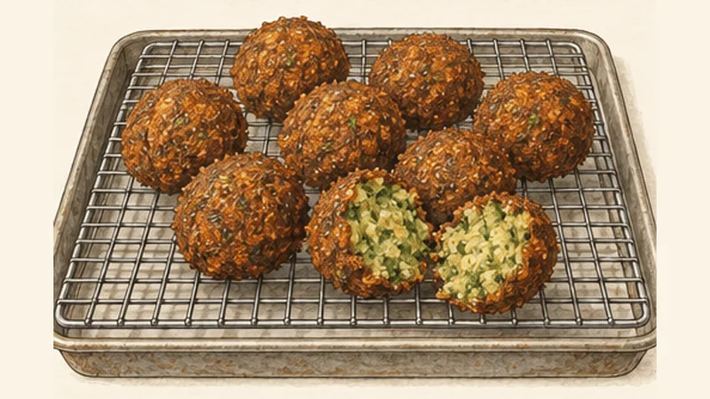Levantine Chickpea Falafel, step 6: Fry and drain.