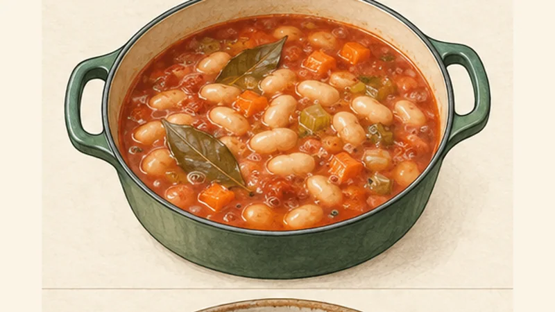 Fasolada, step 5: Combine the soup.