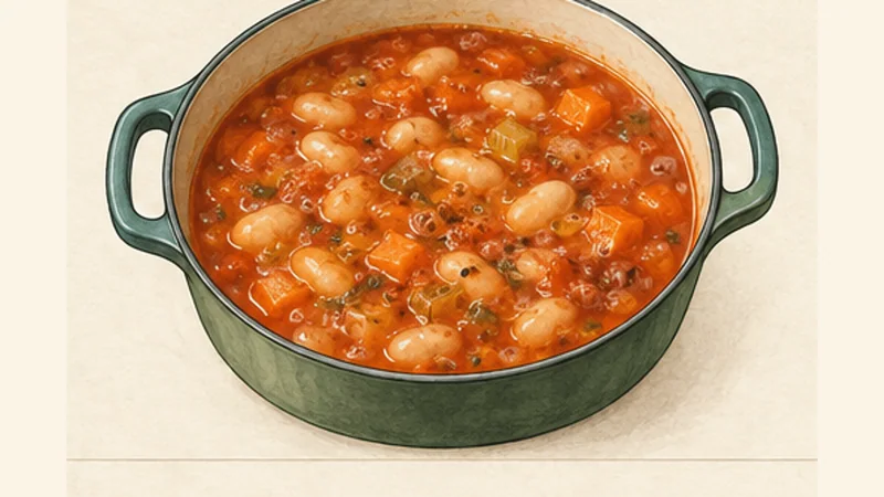 Fasolada, step 6: Simmer until creamy inside.