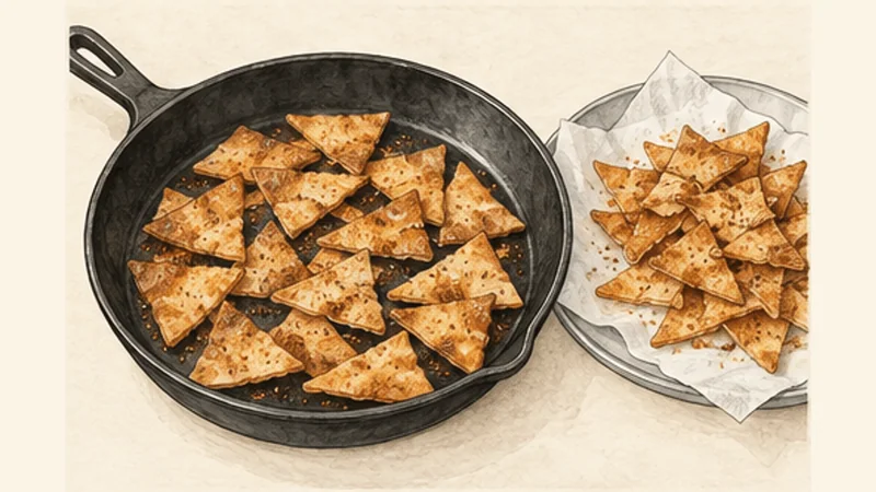 Lebanese Fattoush with Crispy Pita, step 1: Crisp the pita.