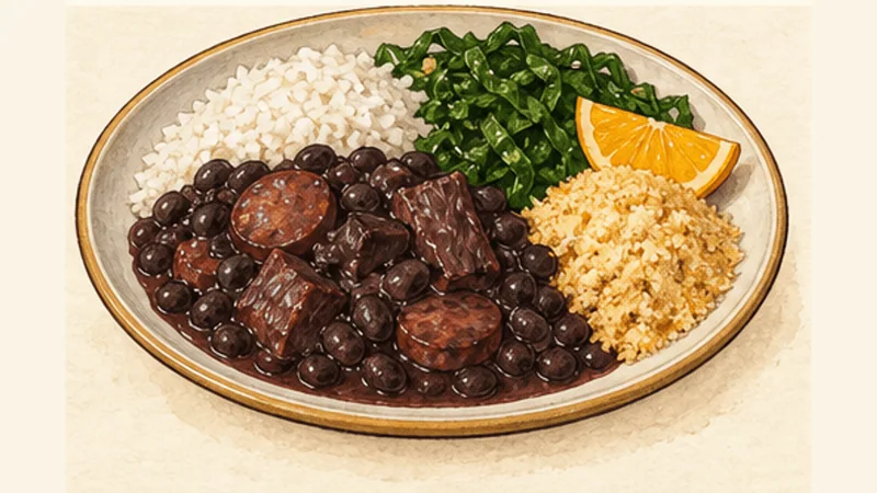 Feijoada, step 8: Serve the complete plate.