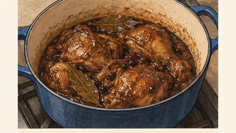 Filipino Chicken Adobo, step 5: Reduce the sauce.