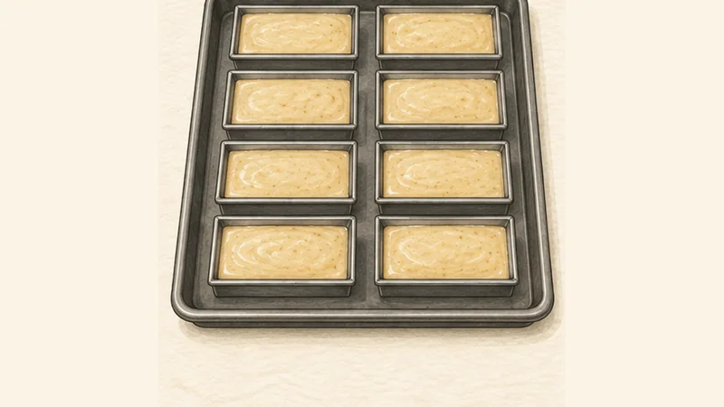 Financiers, step 4: Fill the moulds.
