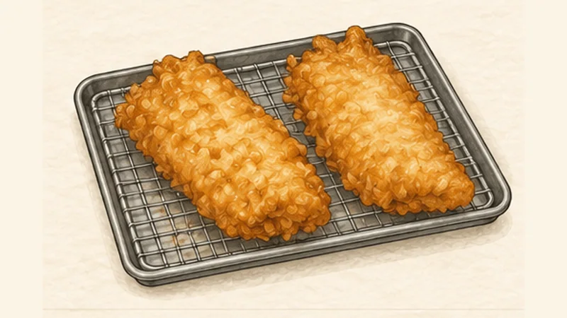 Fish and Chips, step 5: Batter and fry the fish.