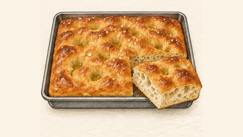 Focaccia Genovese, step 5: Bake until golden.