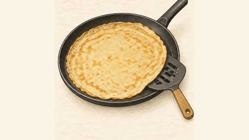 French Crêpes, step 5: Turn and finish cooking.