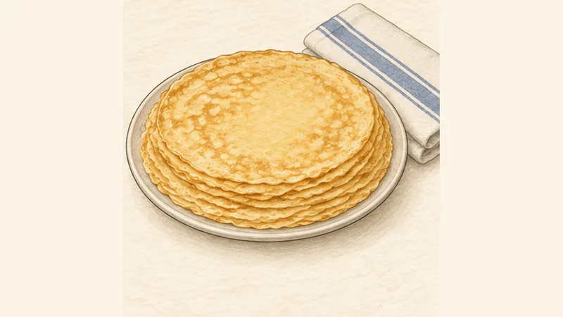 French Crêpes, step 6: Repeat and keep the stack soft.